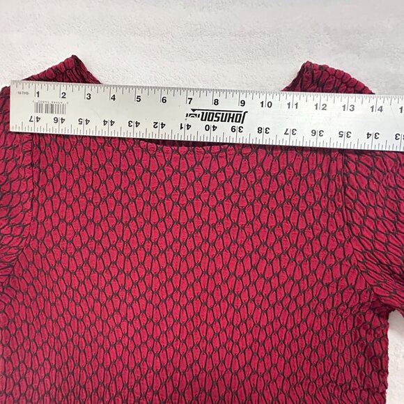 Habitat Womens Small Red Black Textured Knit Tunic Top Small 3/4 Sleeve Stretch - Picture 4 of 8